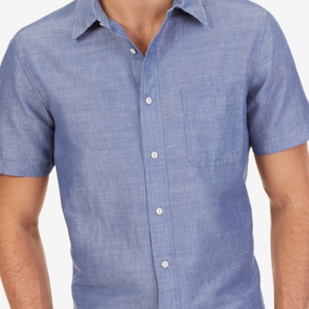 Nautica Men Classic Fit Short Sleeve Ramie-Cotton